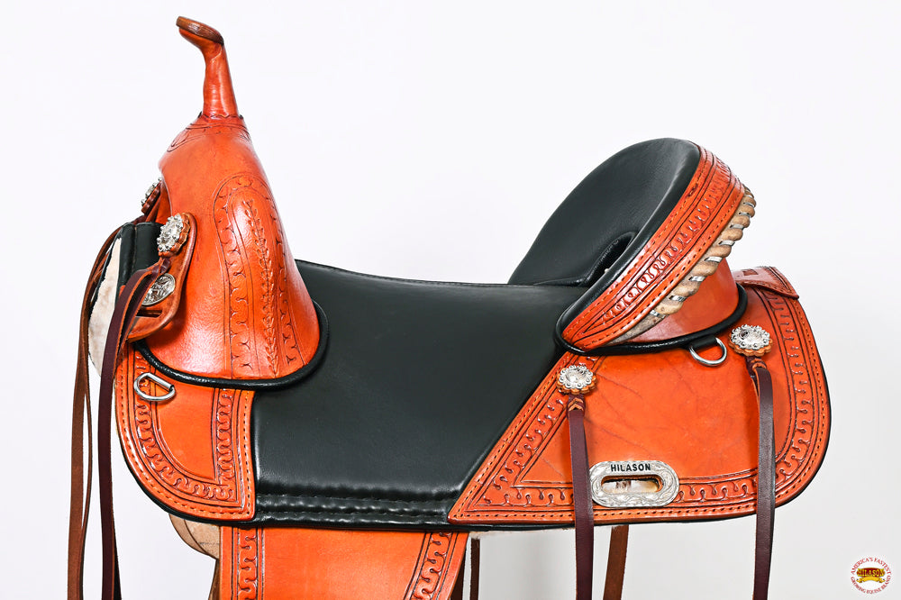 Hilason Western Horse Treeless Trail Genuine American Leather Saddle