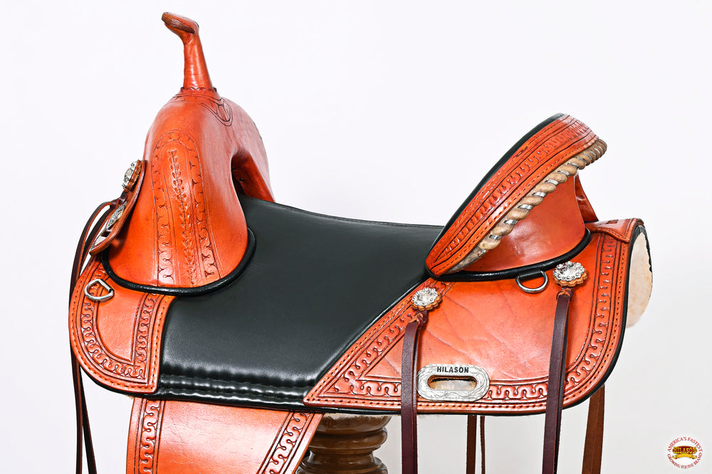 Hilason Western Horse Treeless Trail Genuine American Leather Saddle