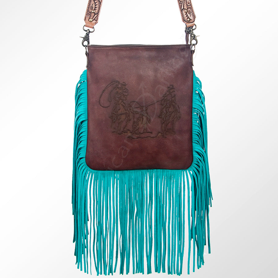 American Darling Large Cross body Bag Western Genuine Leather Purse with Fringes and YKK Zipper for Women
