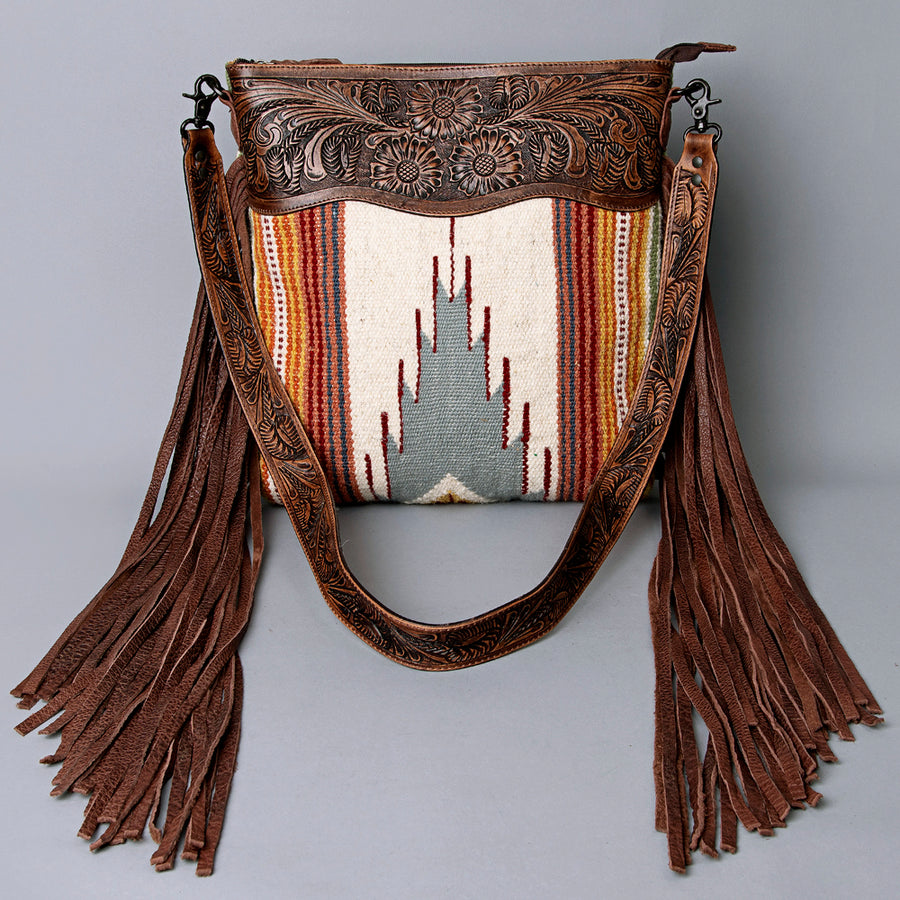 American Darling Signature Crossbody Hand Tooled Saddle Blanket Genuine Leather Western Women Bag Handbag Purse | for Cute