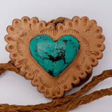 American Darling ADJW104C Braided Genuine Leather Jewelry Necklace with Leather Concho
