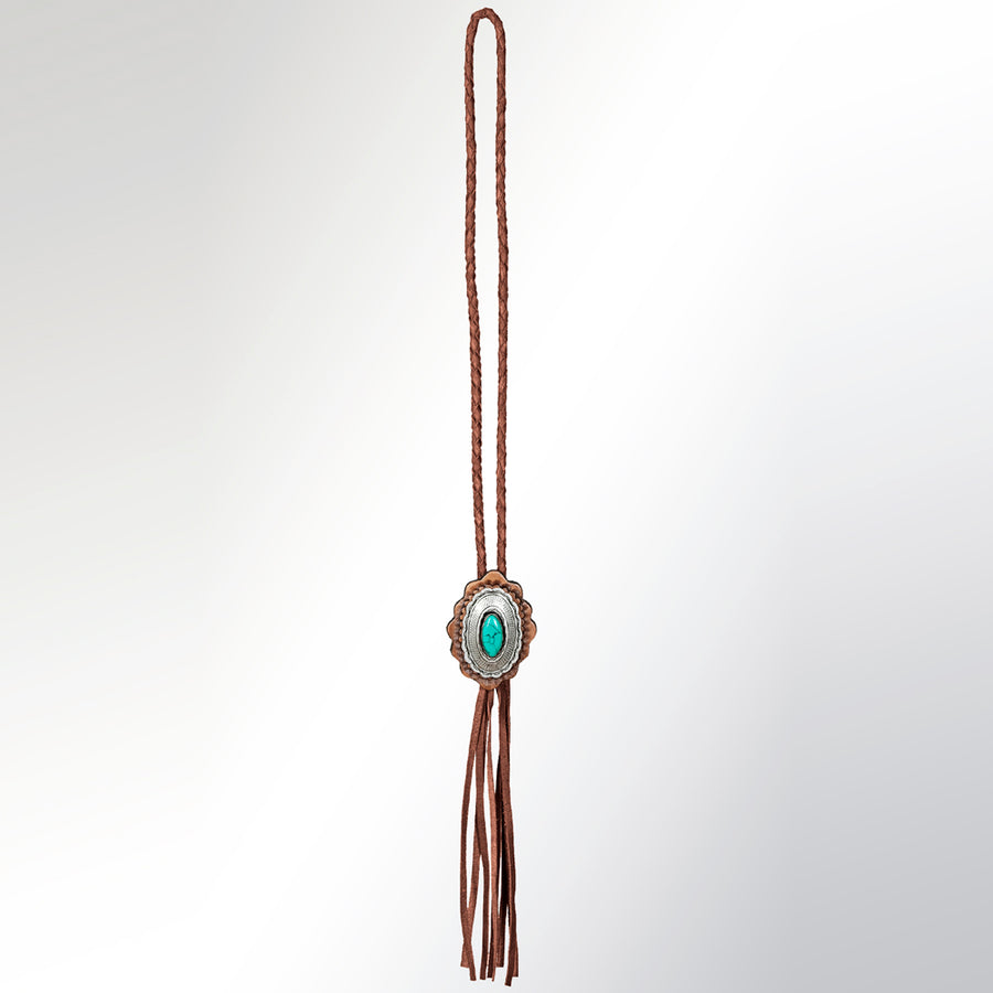 American Darling Braided Genuine Leather Jewelry Necklace with Concho Handmade Necklaces Timeless Piece for a Style