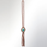 American Darling ADJW106C Braided Genuine Leather Jewelry Necklace with Concho
