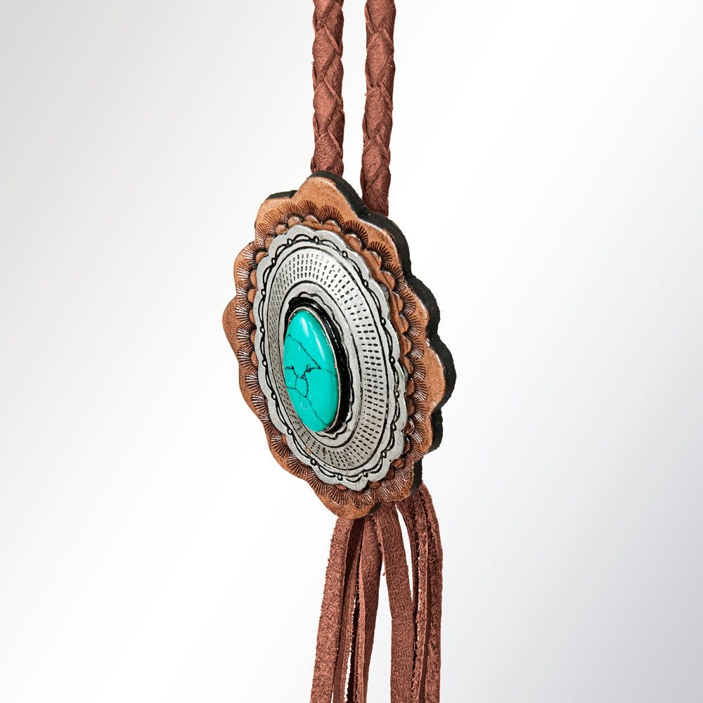 American Darling ADJW106C Braided Genuine Leather Jewelry Necklace with Concho
