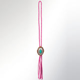American Darling ADJW106E Braided Genuine Leather Jewelry Necklace with Concho