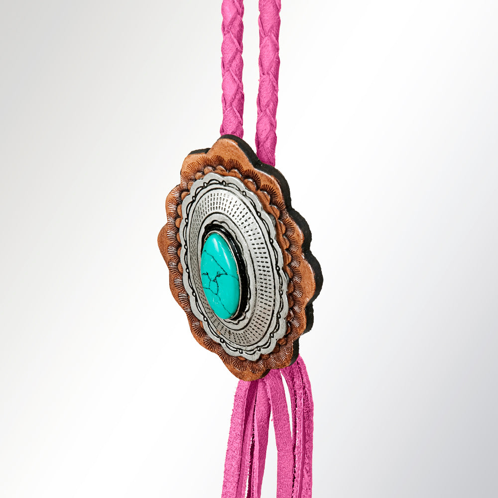 American Darling ADJW106E Braided Genuine Leather Jewelry Necklace with Concho