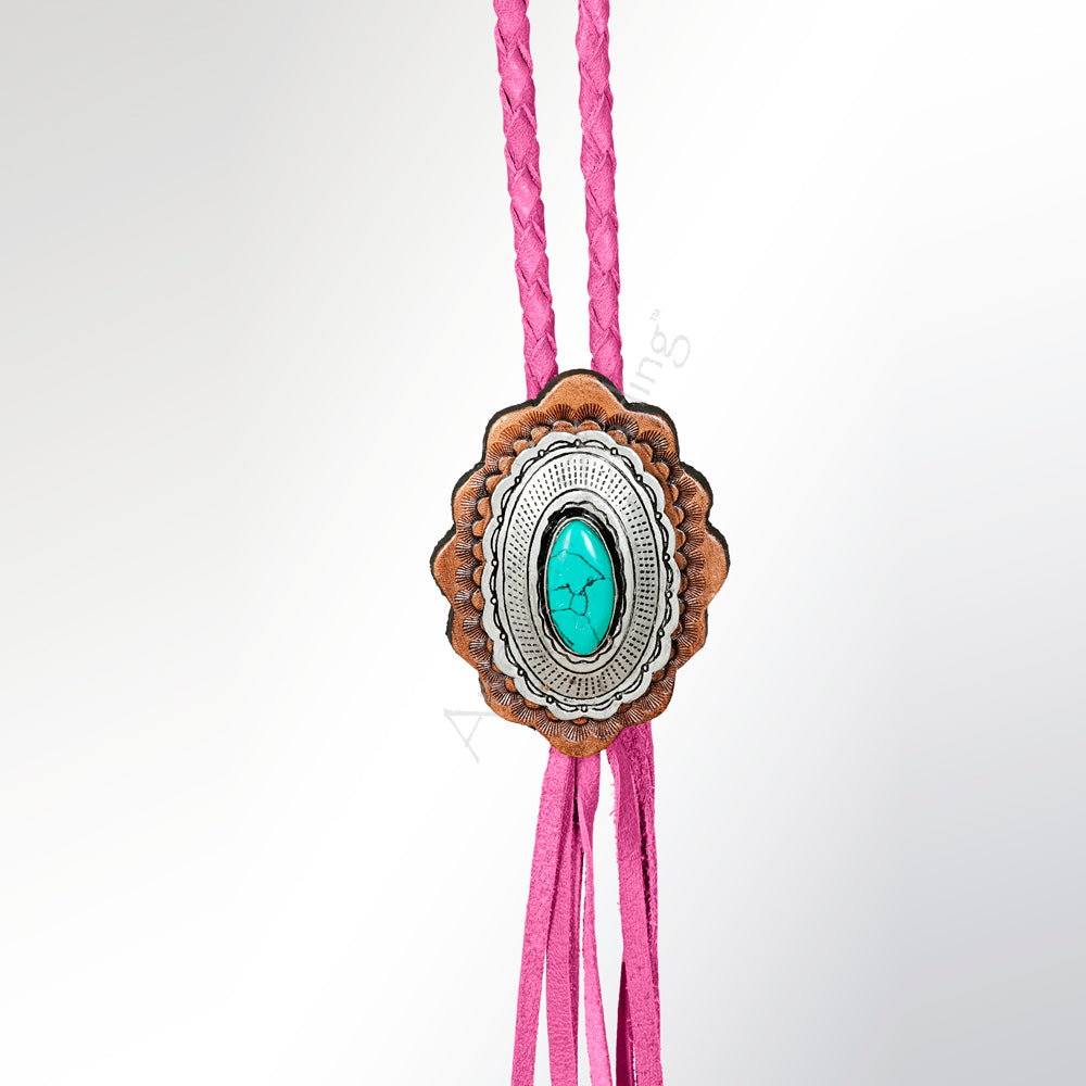 American Darling ADJW106E Braided Genuine Leather Jewelry Necklace with Concho