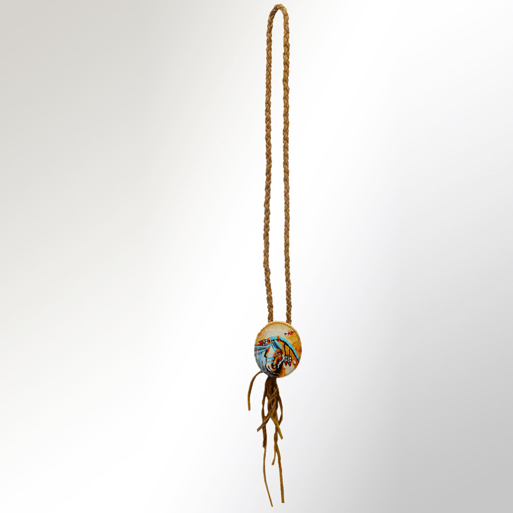 American Darling ADJWM101D Hand Painted Braided Genuine Leather Jewelry Necklace