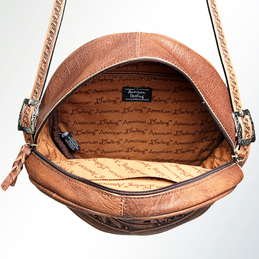 American Darling Canteen Hand Tooled Genuine Leather Western Women Bag Handbag Purse | Crossbody for Cute