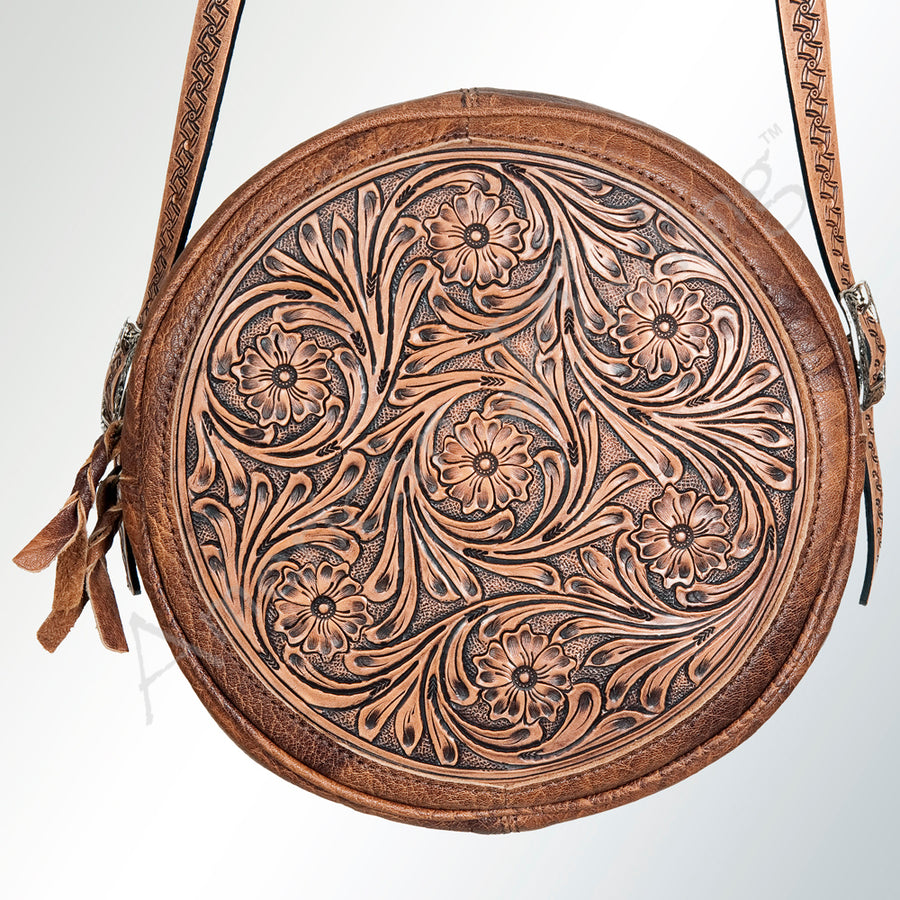 American Darling Canteen Bag Hand Tooled Genuine Leather Western Women | Handbag Purse Travel Clutch