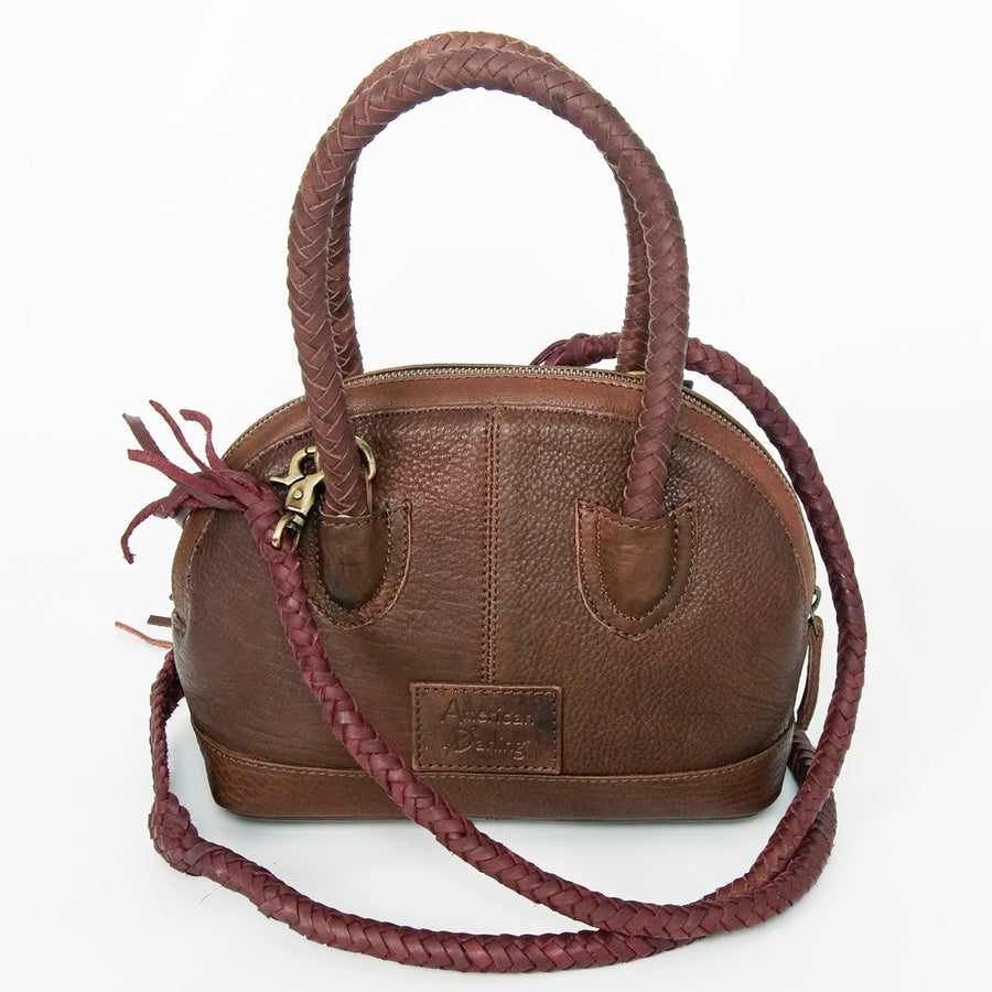 American Darling Tote Bag, Genuine Hair-On Cowhide & Leather Western Purse with Turquoise Stone & Braided Handles
