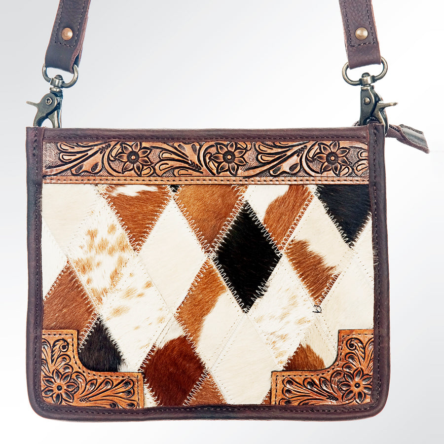 American Darling Hand Tooled Hair On Genuine Leather Women Bag Western Handbag Purse| Purse | Crossbody
