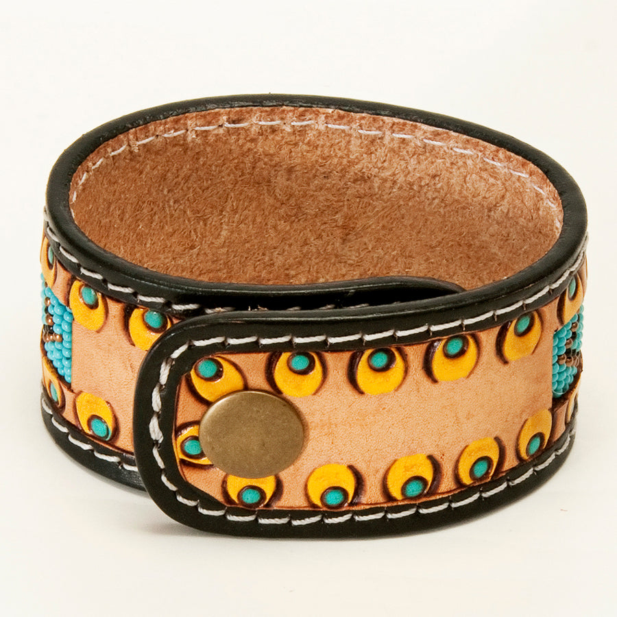 American Darling Bracelet Hand Tooled Carved Genuine Leather Women | Handmade Western Rustic