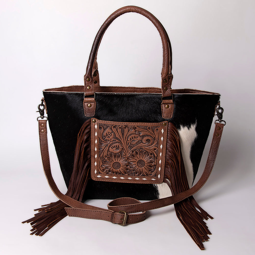 American Darling Tote Hand Tooled Hair-On Genuine Leather Western Women Bag Handbag Purse | College Casual Travel Bags