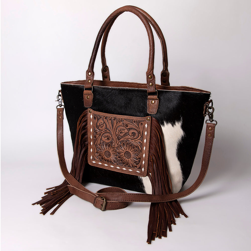 American Darling Tote Hand Tooled Hair-On Genuine Leather Western Women Bag Handbag Purse | College Casual Travel Bags