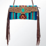 American Darling Cross Body Saddle Blanket Fabric Genuine Leather Western Women Bag Handbag Purse |College Casual Travel Bags