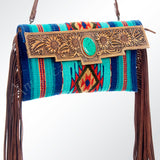 American Darling Cross Body Saddle Blanket Fabric Genuine Leather Western Women Bag Handbag Purse |College Casual Travel Bags