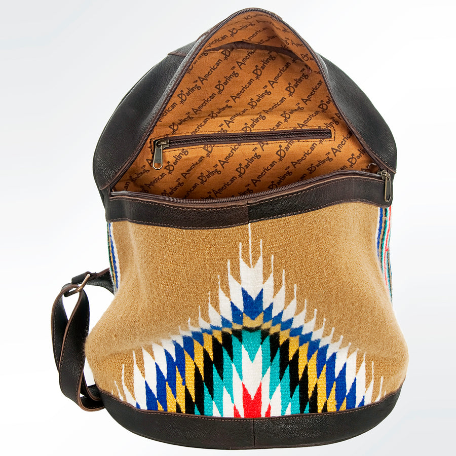 American Darling Backpack Saddle Blanket Fabric Genuine Leather Western Women Bag | for Laptop School Purse Travel