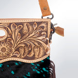American Darling ADBGS146O Clutch Hand Tooled Hair On Genuine Leather Women Bag Western Handbag Purse