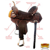 Flex Tree Western Horse Saddle In American Leather Barrel Trail By Hilason