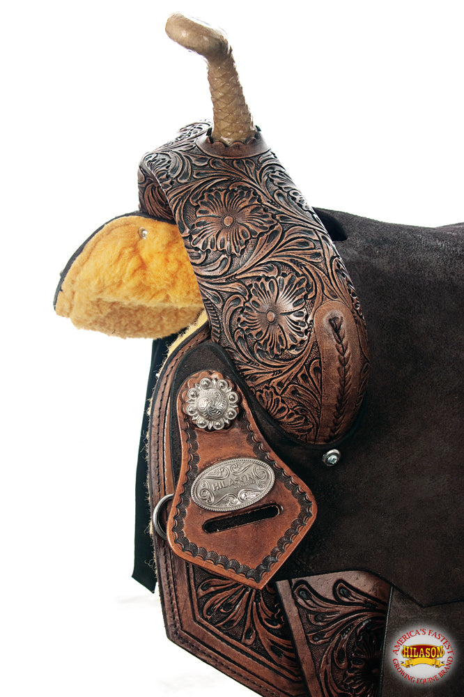 Flex Tree Western Horse Saddle In American Leather Barrel Trail By Hilason