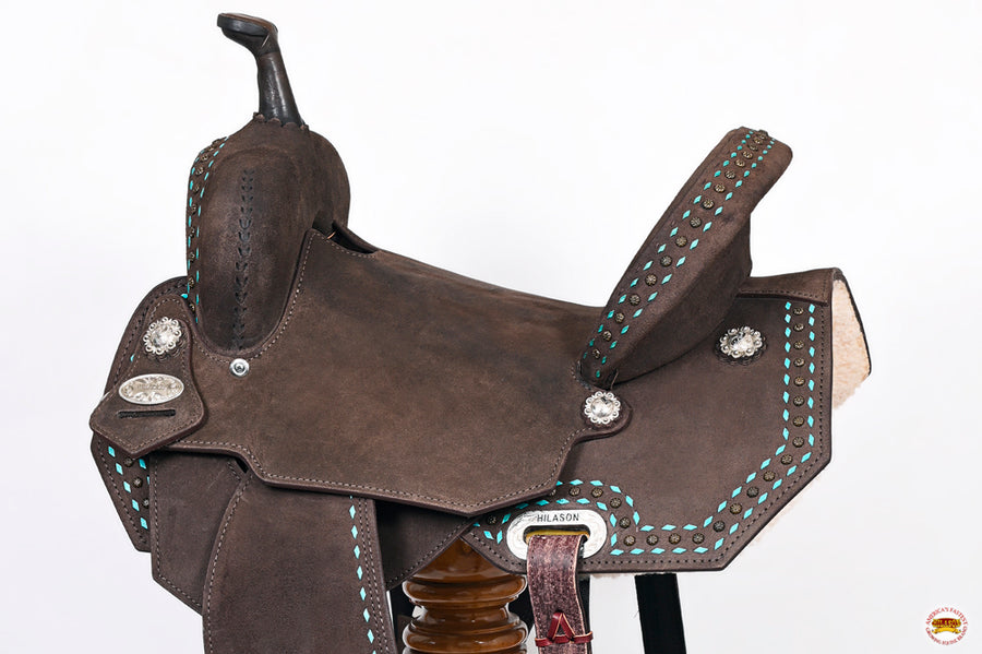 17 In Hilason Flex Tree Western Horse Saddle American Leather Barrel Trail
