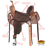 Flex Tree Western Horse Saddle In American Leather Barrel Trail By Hilason