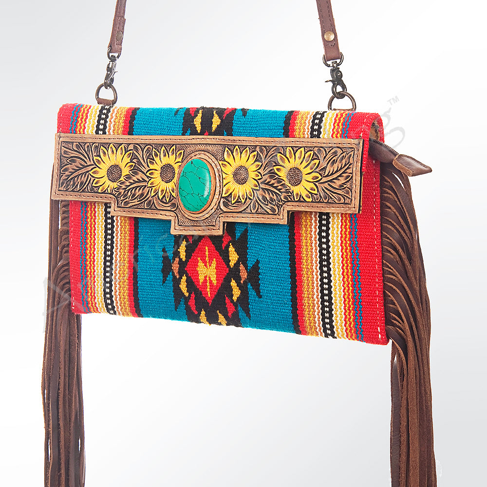 American Darling Cross Body Saddle Blanket Fabric Genuine Leather Western Women Bag Handbag Purse |College Casual Travel Bags