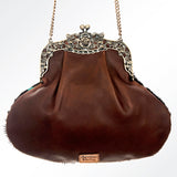 American Darling ADBG633O Coin Purse Hand Tooled Hair On Genuine Leather Women Bag Western Handbag Purse