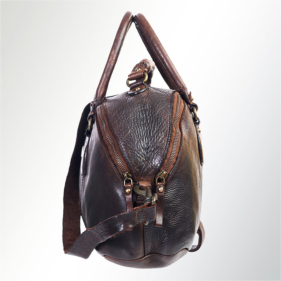 Spaghetti Western Swc124Bbrn Tote Vintage Handmade Drum Dyed Genuine European Cowhide Leather Women Bag Western Handbag Purse
