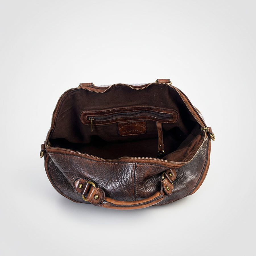 Spaghetti Western Swc124Bbrn Tote Vintage Handmade Drum Dyed Genuine European Cowhide Leather Women Bag Western Handbag Purse