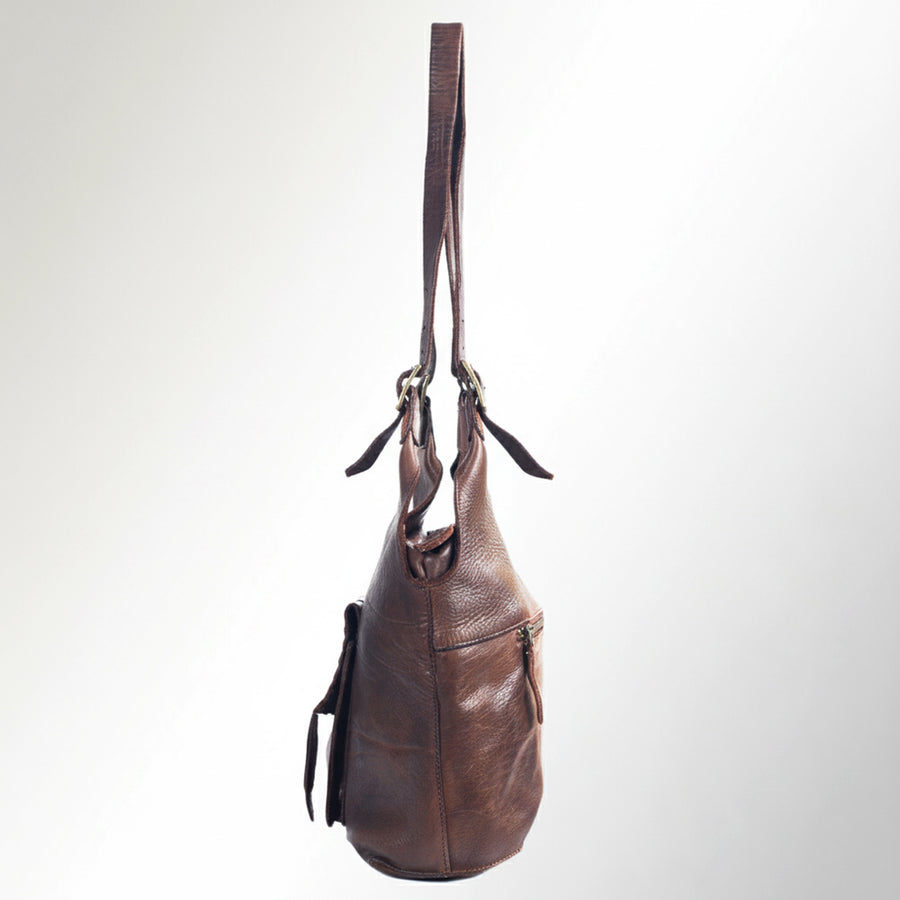 Spaghetti Western Swc125Brn Tote Vintage Handmade Drum Dyed Genuine European Cowhide Leather Women Bag Western Handbag Purse