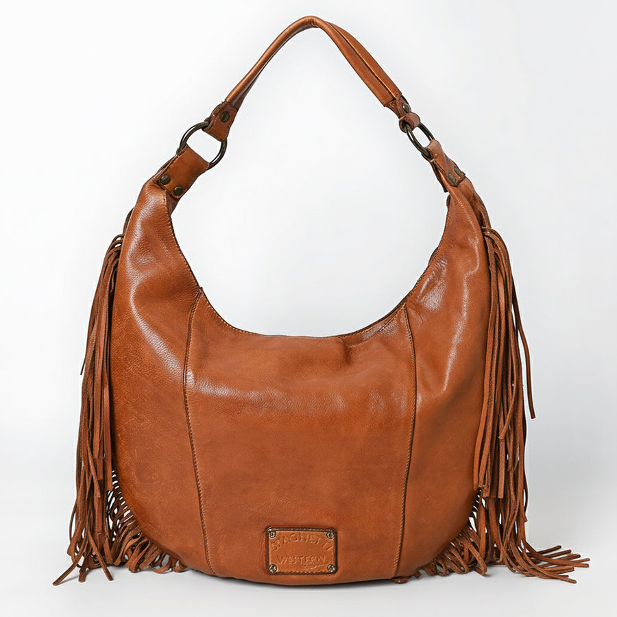 Spaghetti Western Swc127Tan Hobo Vintage Handmade Drum Dyed Genuine European Cowhide Leather Women Bag Western Handbag Purse