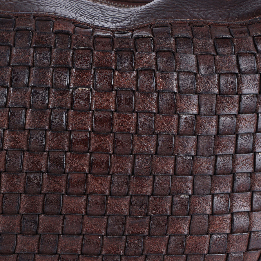 Spaghetti Western Swc129Brn Hobo Vintage Handmade Drum Dyed Genuine European Cowhide Leather Women Bag Western Handbag Purse