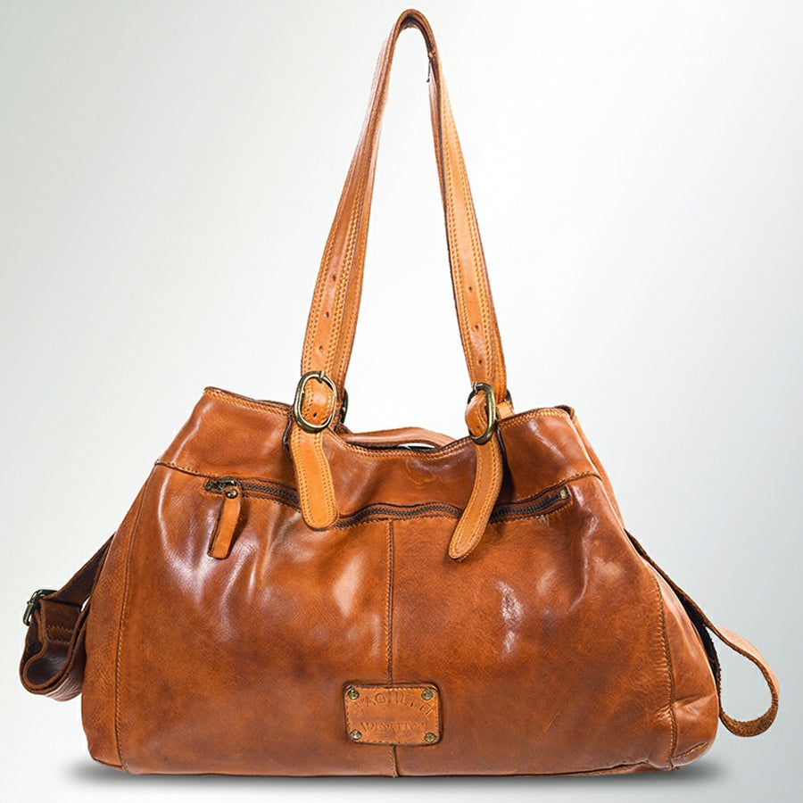 Spaghetti Western Swc132Tan Tote Vintage Handmade Drum Dyed Genuine European Cowhide Leather Women Bag Western Handbag Purse