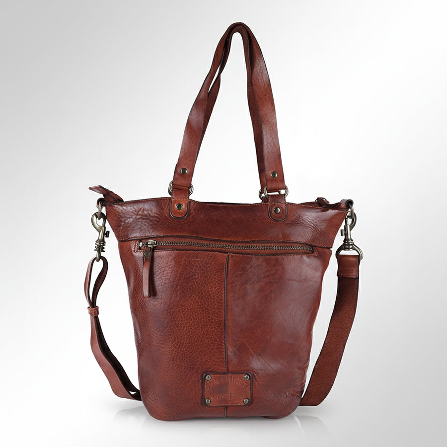 Spaghetti Western Swc134Cg Tote Vintage Handmade Drum Dyed Genuine European Cowhide Leather Women Bag Western Handbag Purse