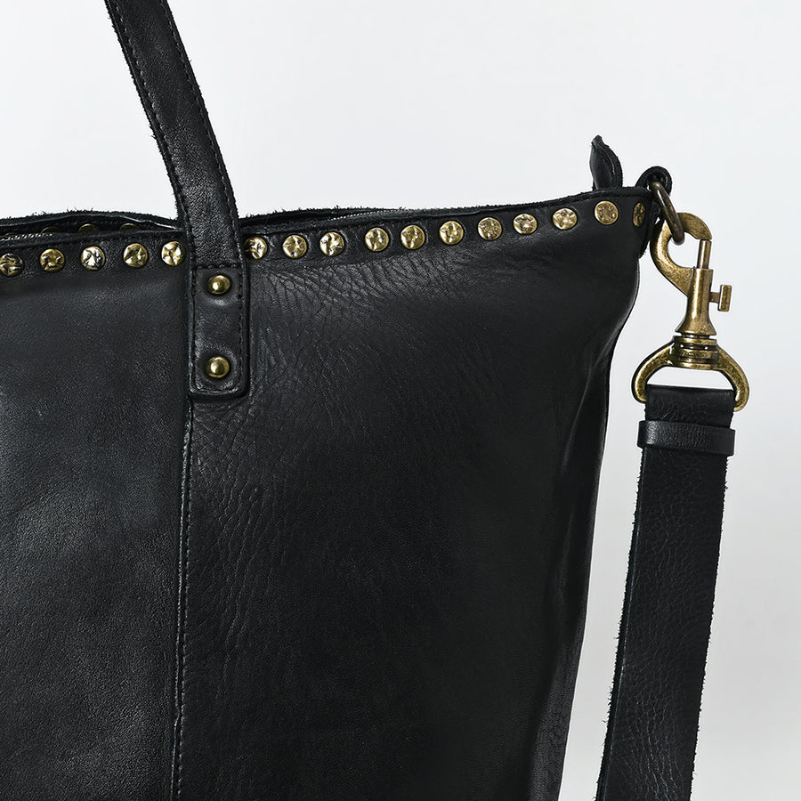 Spaghetti Western Swc135Ablk Tote Vintage Handmade Drum Dyed Genuine European Cowhide Leather Women Bag Western Handbag Purse