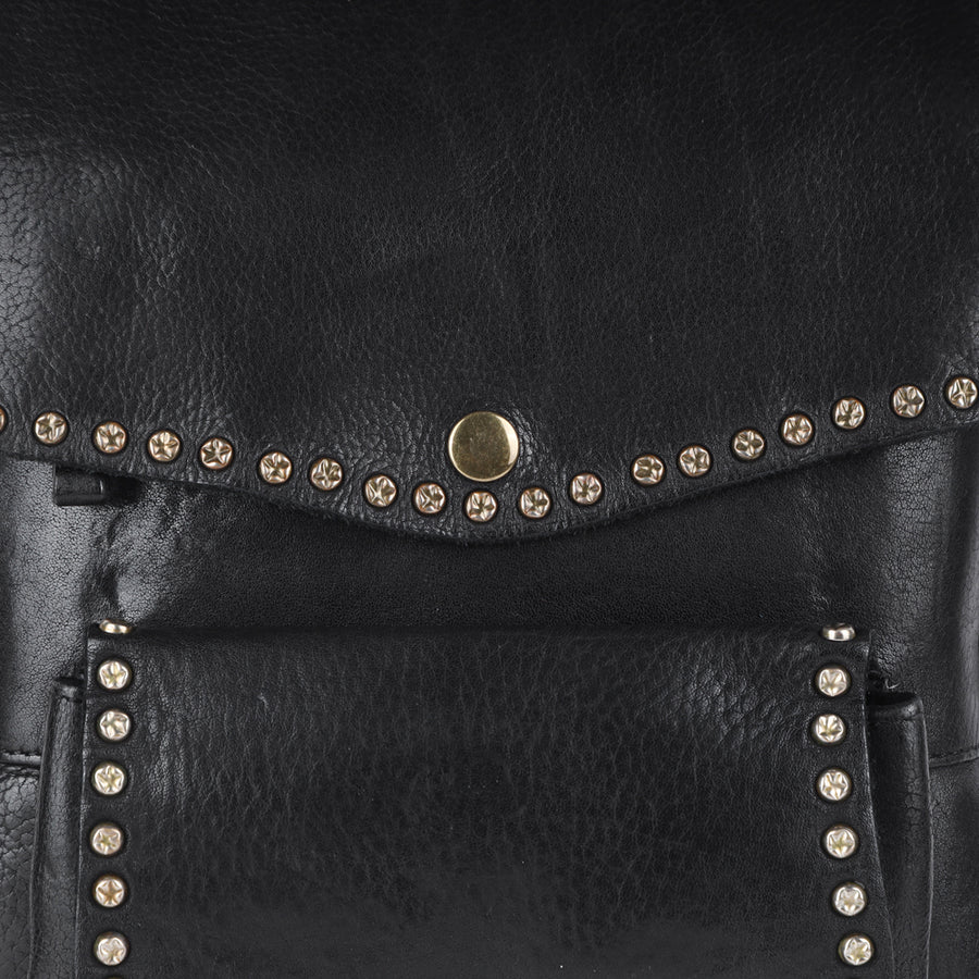 Spaghetti Western Swc139Blk Backpack Vintage Handmade Drum Dyed Genuine European Cowhide Leather Women Bag Western Handbag Purse