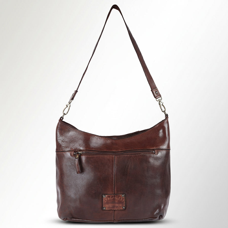 Spaghetti Western Swc140Brn Hobo Vintage Handmade Drum Dyed Genuine European Cowhide Leather Women Bag Western Handbag Purse