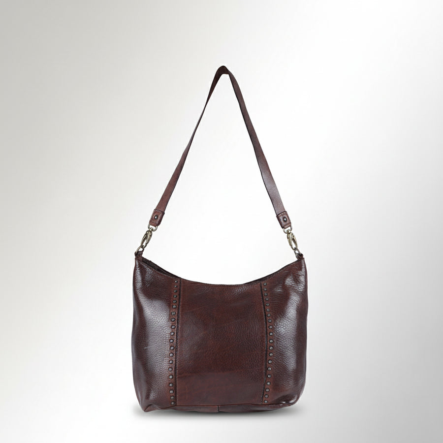 Spaghetti Western Swc140Brn Hobo Vintage Handmade Drum Dyed Genuine European Cowhide Leather Women Bag Western Handbag Purse