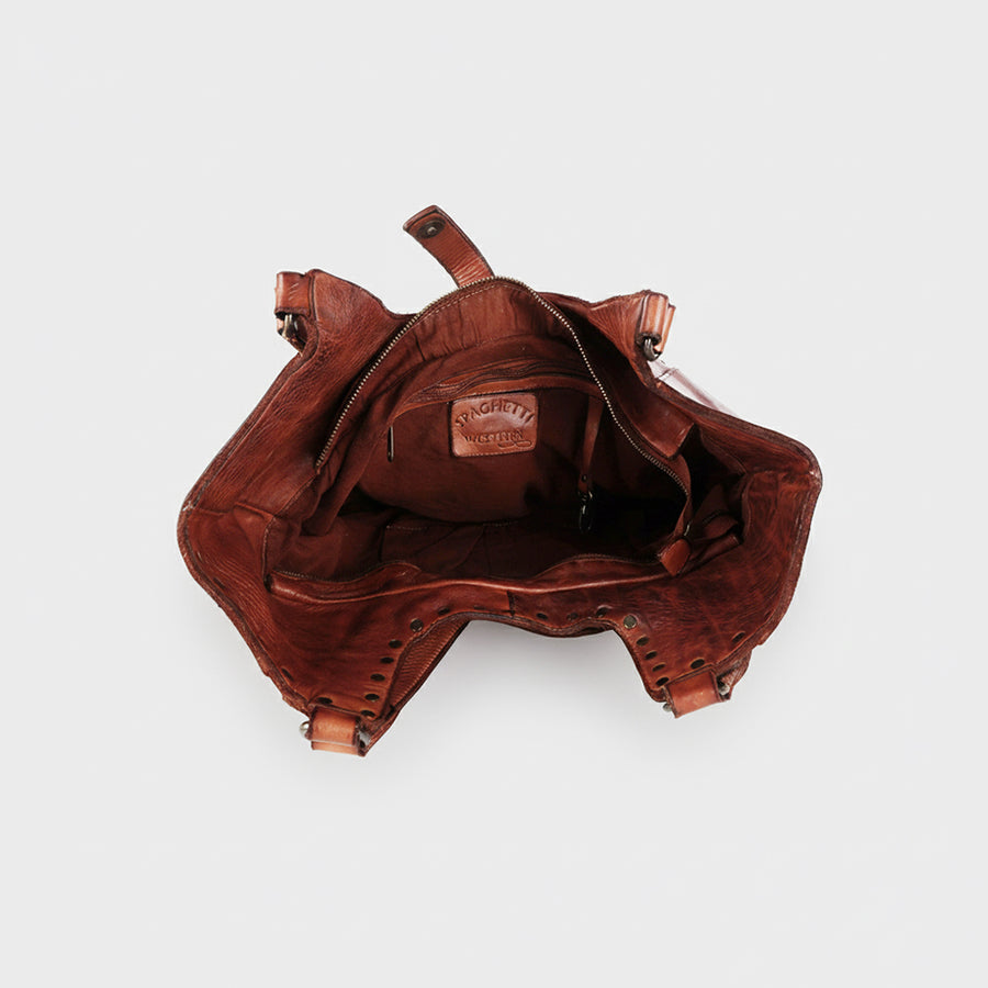 Spaghetti Western Swc144Acg Tote Vintage Handmade Drum Dyed Genuine European Cowhide Leather Women Bag Western Handbag Purse