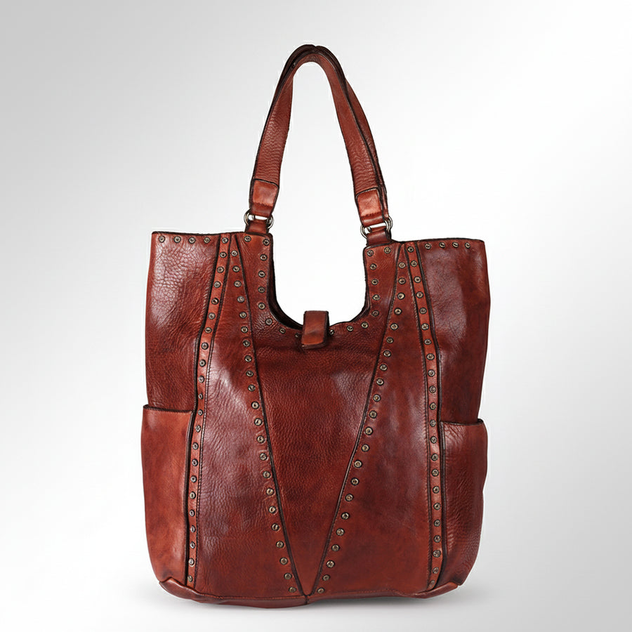 Spaghetti Western Swc144Acg Tote Vintage Handmade Drum Dyed Genuine European Cowhide Leather Women Bag Western Handbag Purse