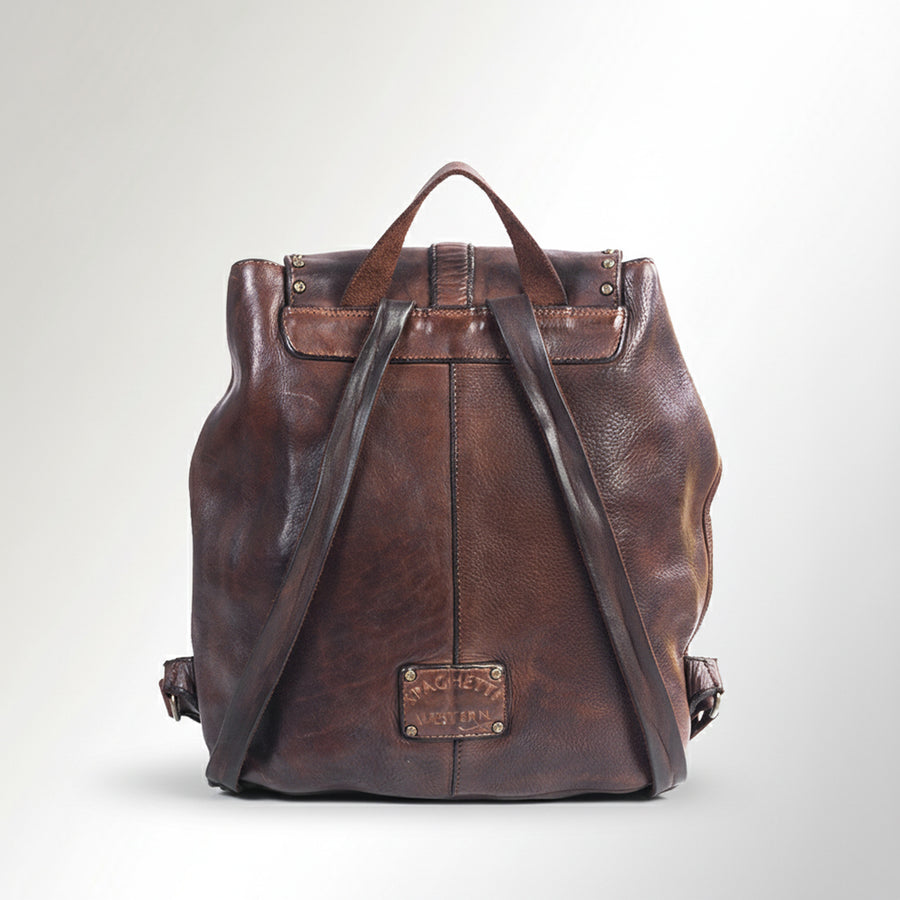 Spaghetti Western Swc145Abrn Backpack Vintage Handmade Drum Dyed Genuine European Cowhide Leather Women Bag Western Handbag Purse