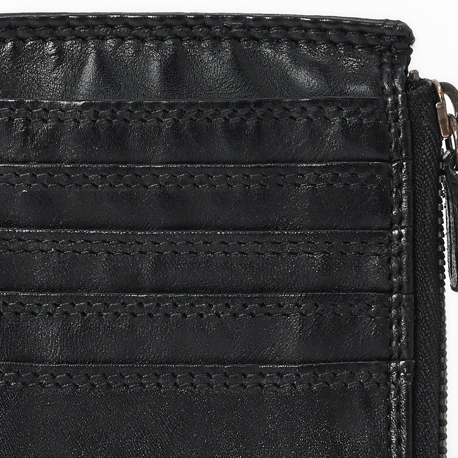 Spaghetti Western Swc146Ablk Card-Holder Vintage Handmade Drum Dyed Genuine European Cowhide Leather Women Bag Western Handbag Purse