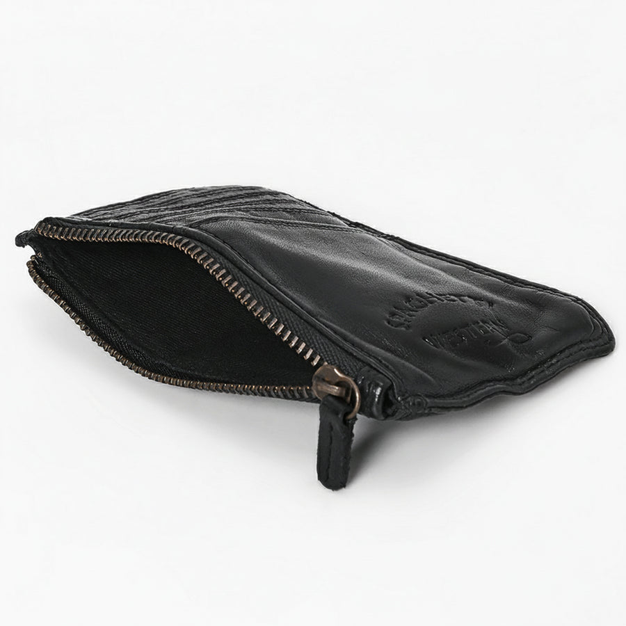 Spaghetti Western Swc146Ablk Card-Holder Vintage Handmade Drum Dyed Genuine European Cowhide Leather Women Bag Western Handbag Purse