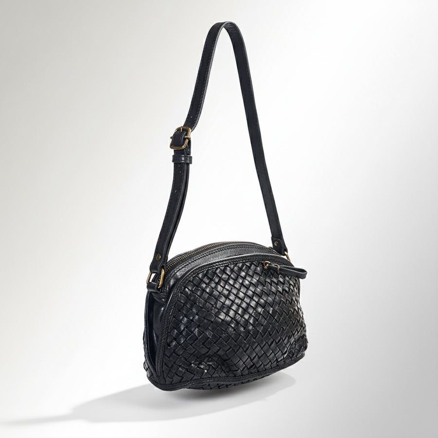 Spaghetti Western Swc148Blk Cross Body I Vintage Handmade Drum Dyed Genuine European Cowhide Leather Women Bag Western Handbag Purse