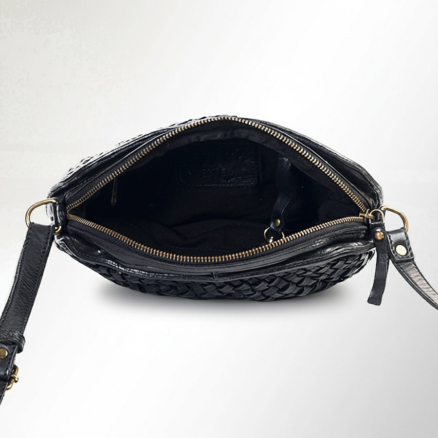 Spaghetti Western Swc148Blk Cross Body I Vintage Handmade Drum Dyed Genuine European Cowhide Leather Women Bag Western Handbag Purse