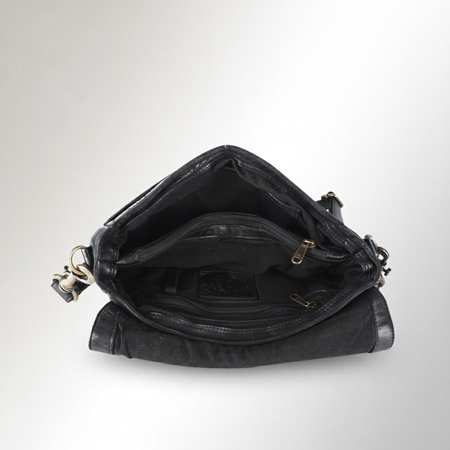 Spaghetti Western Swc151Blk Envelope Vintage Handmade Drum Dyed Genuine European Cowhide Leather Women Bag Western Handbag Purse