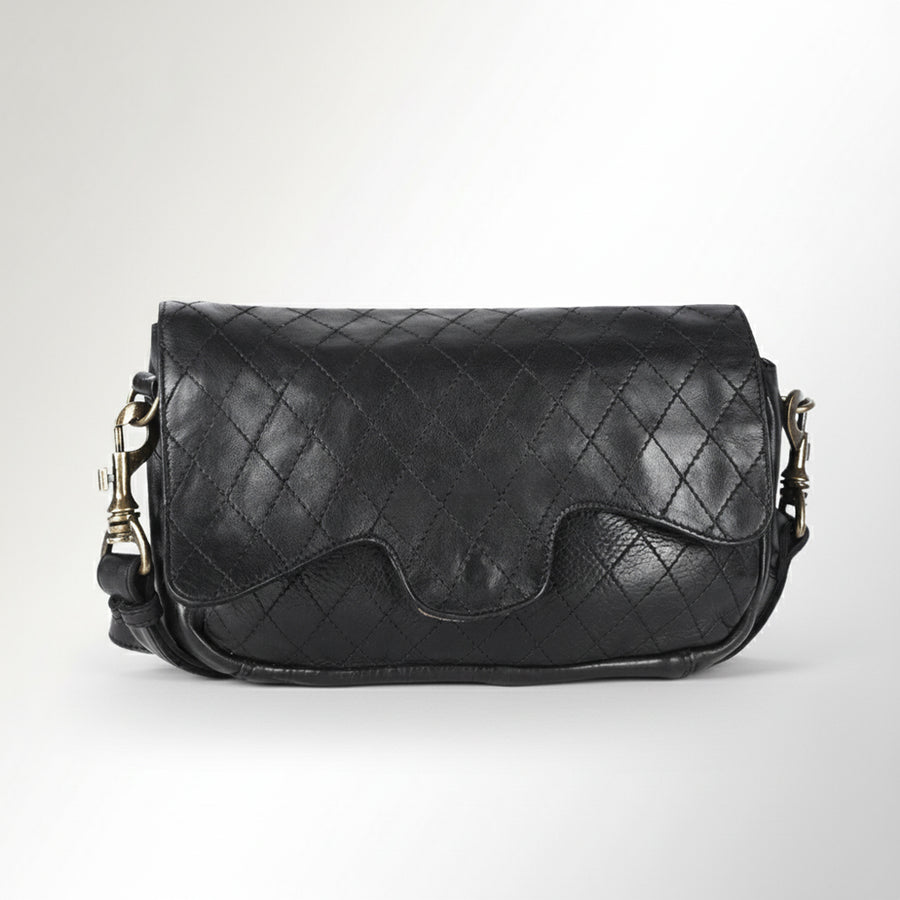 Spaghetti Western Swc151Blk Envelope Vintage Handmade Drum Dyed Genuine European Cowhide Leather Women Bag Western Handbag Purse