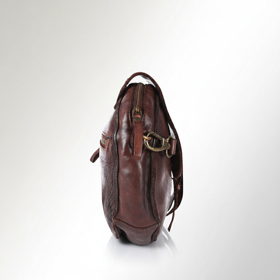 Spaghetti Western Swc152Brn Canteen Vintage Handmade Drum Dyed Genuine European Cowhide Leather Women Bag Western Handbag Purse